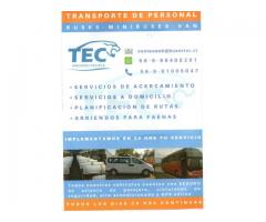 Servicio Transporte de Personal- Arriendo de Buses, Minibuses y Van.