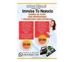 Diseño de Flyer, 1000 Impresiones, Promotora para Entregar