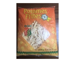 Papas pre-fritas de 2,5 kilos marca pommes frites, para horno y fritas