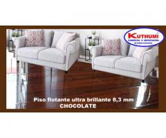 oferta piso flotante chocolate ultra brillante 8.3 mm alto trafico