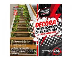 Logotipos y Gráficas Adhesivas para Decorar los descansos de las escaleras