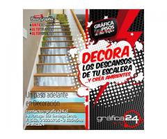 Logotipos y Gráficas Adhesivas para Decorar los descansos de las escaleras